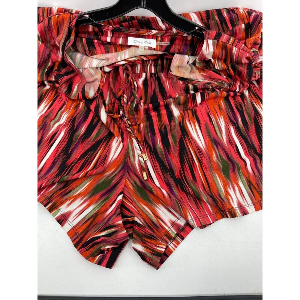 Calvin Klein Women's Orange Brown Roll Tab Sleeve Jumper Shorts Romper Size 16 - Picture 10 of 14